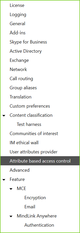 MLA Attribute Based Access Control tab