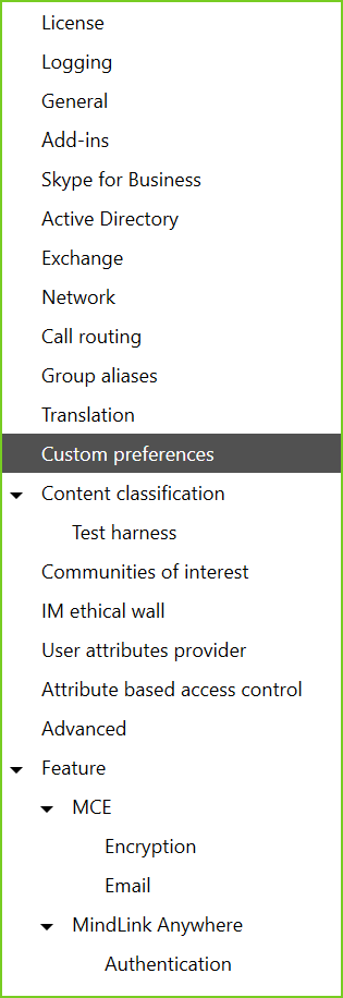 MLA Custom Preferences tab